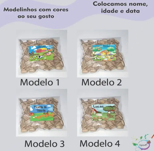 Saquinho Personalizado com Semente Girassol/fazendinha