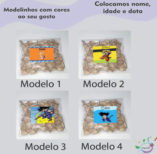 Saquinho Personalizado com Semente Girassol/goku
