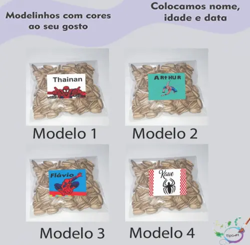 Saquinho Personalizado com Semente Girassol/homem Aranha