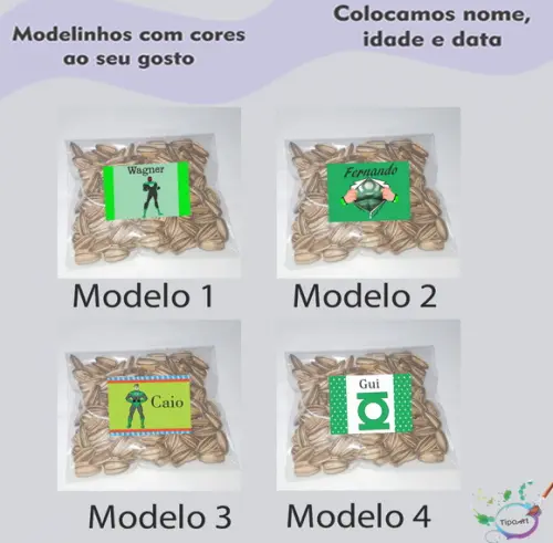 Saquinho Personalizado com Semente Girassol/lanterna Verde