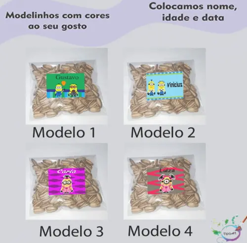 Saquinho Personalizado com Semente Girassol/minions