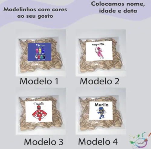 Saquinho Personalizado com Semente Girassol/pawer Ranger