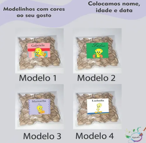Saquinho Personalizado com Semente Girassol/piu Piu
