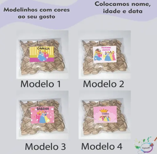 Saquinho Personalizado com Semente Girassol/princesas