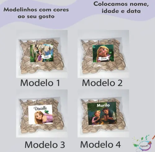 Saquinho Personalizado com Semente Girassol/rapunzel