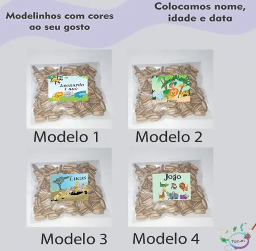 Saquinho Personalizado com Semente Girassol/safari