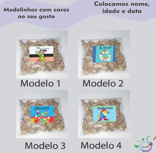 Saquinho Personalizado com Semente Girassol/sete Anões