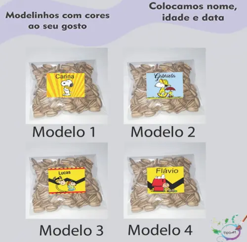 Saquinho Personalizado com Semente Girassol/snoopy