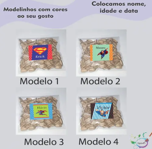 Saquinho Personalizado com Semente Girassol/super Homem