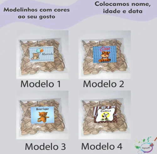 Saquinho Personalizado com Semente Girassol/ursinho