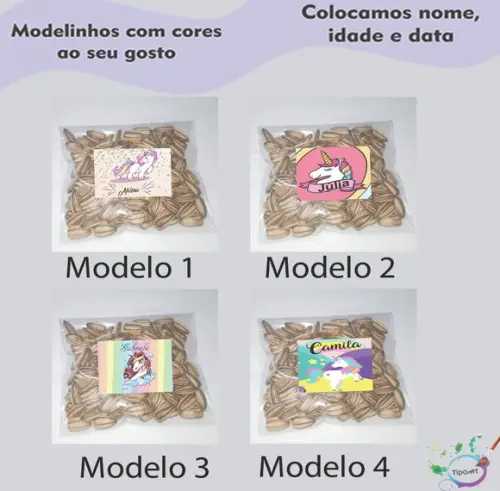 Saquinho Personalizado com Semente Girassol/unicórnio
