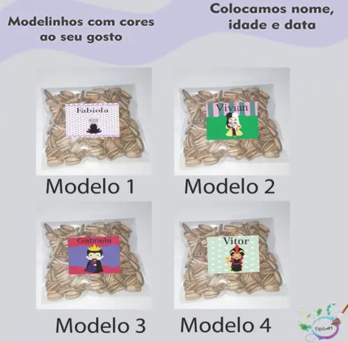 Saquinho Personalizado com Semente Girassol/vilões
