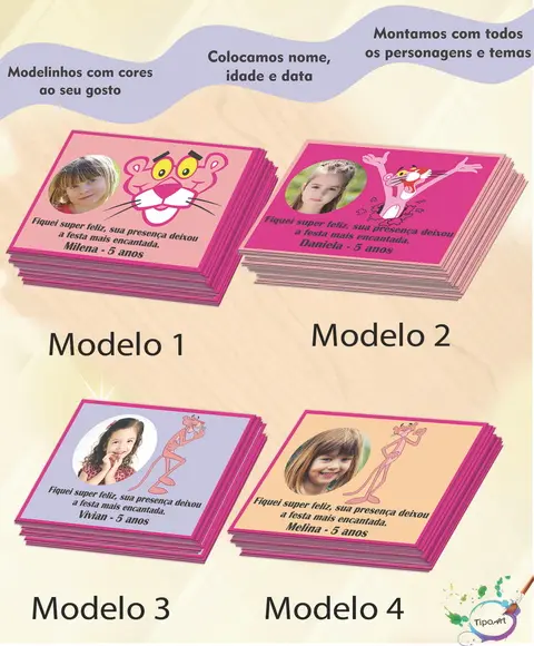 Tag com Foto-pantera Cor de Rosa-7x5
