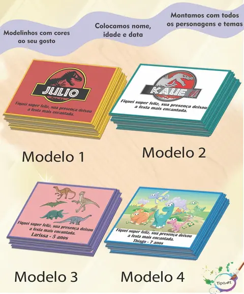 Tag Frente Dinossauro 7x5