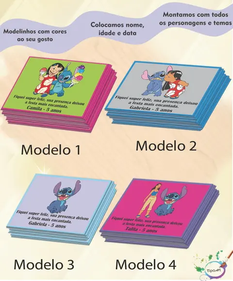 Tag Frente Stitch e Lilo 7x5