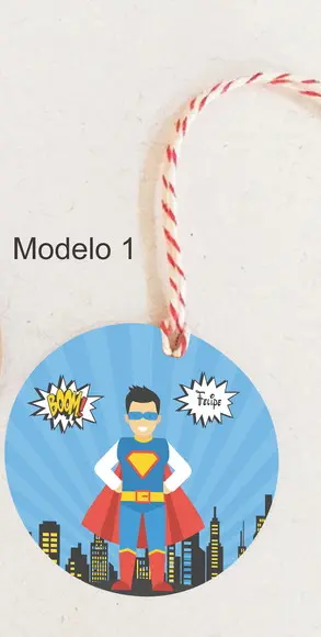 Tag Redonda (com Cordão)- Super Heroi