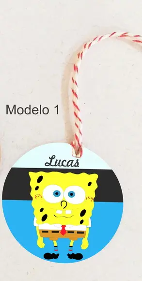 Tag Redonda (com Cordão)-bob Esponja