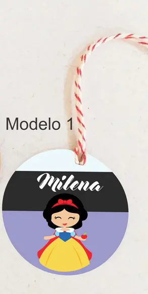 Tag Redonda (com Cordão)-branca de Neve