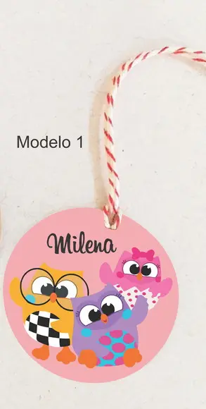 Tag Redonda (com Cordão)-bubu e as Corujinhas