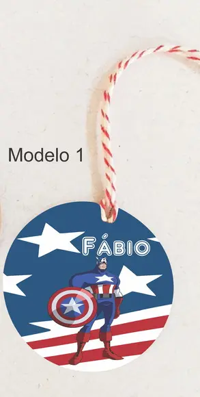 Tag Redonda (com Cordão)-capitão America