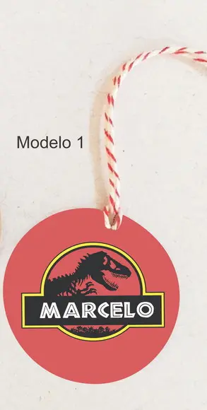 Tag Redonda (com Cordão)-dinossauros