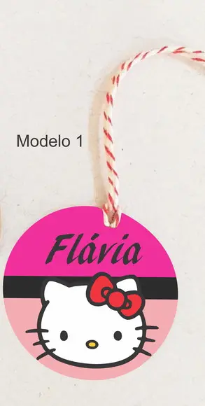 Tag Redonda (com Cordão)-hello Kitty