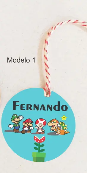 Tag Redonda (com Cordão)-mario Bros