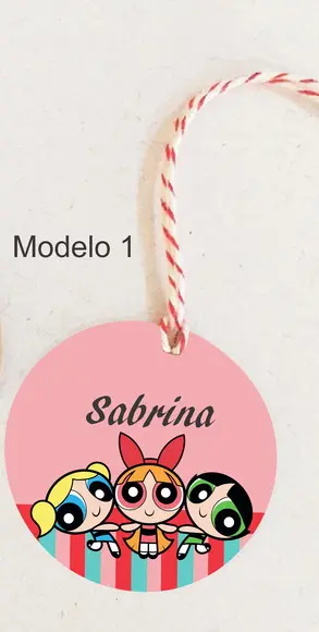 Tag Redonda (com Cordão)-menina Super Poderosas