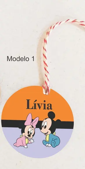 Tag Redonda (com Cordão)-mickey Baby