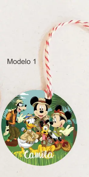 Tag Redonda (com Cordão)-mickey Safari