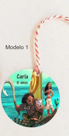 Tag Redonda (com Cordão)-moana e Mauí