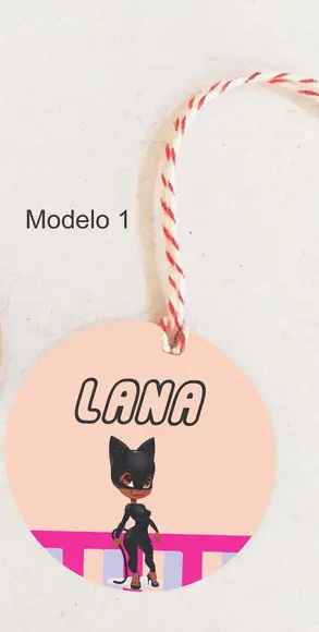 Tag Redonda (com Cordão)-mulher Gato