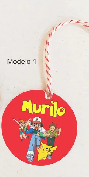 Tag Redonda (com Cordão)-pokemon