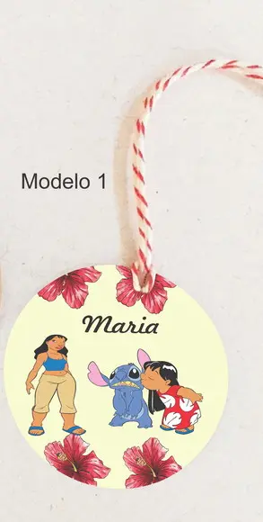 Tag Redonda (com Cordão)-stitch e Lilo