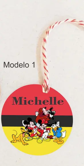Tag Redonda (com Cordão)-turma do Mickey