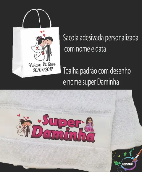 Toalha com sacolinha,dama,florista,pajem