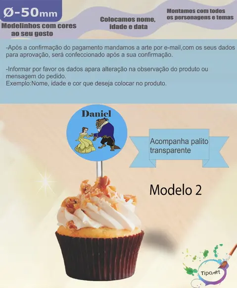 Topper 5 cm -bela e a Fera