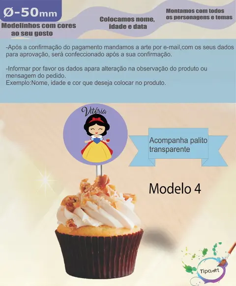 Topper 5 cm -branca de Neve