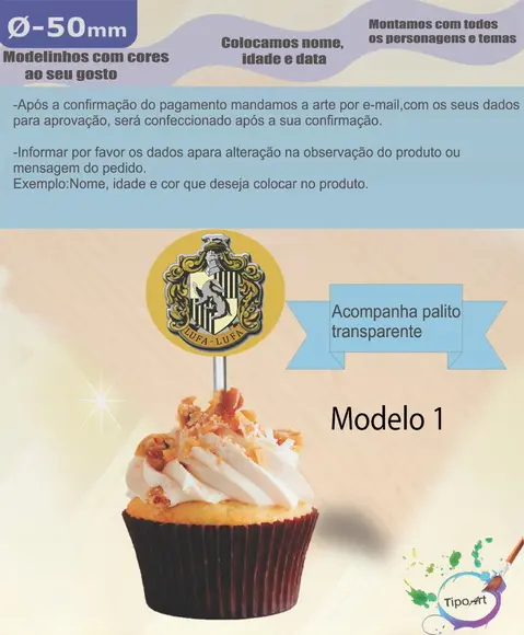 Topper 5 cm -brasões Hogwarts