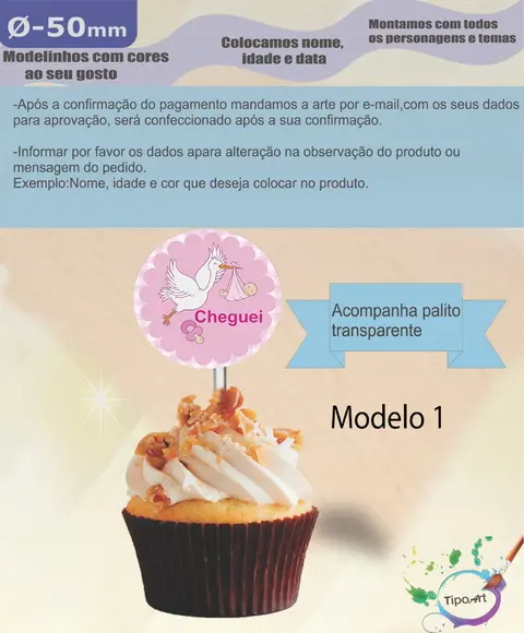 Topper 5 cm -chá de Bebe