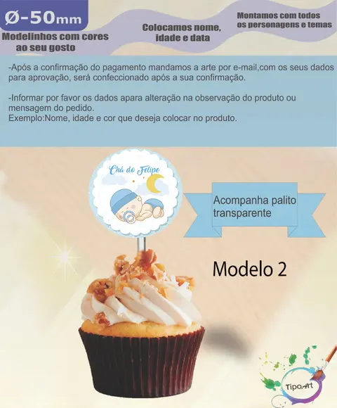 Topper 5 cm -chá de Bebe