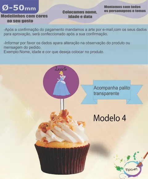 Topper 5 cm -cinderela