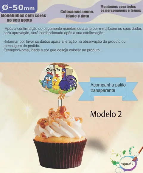 Topper 5 cm -galinha Pintadinha