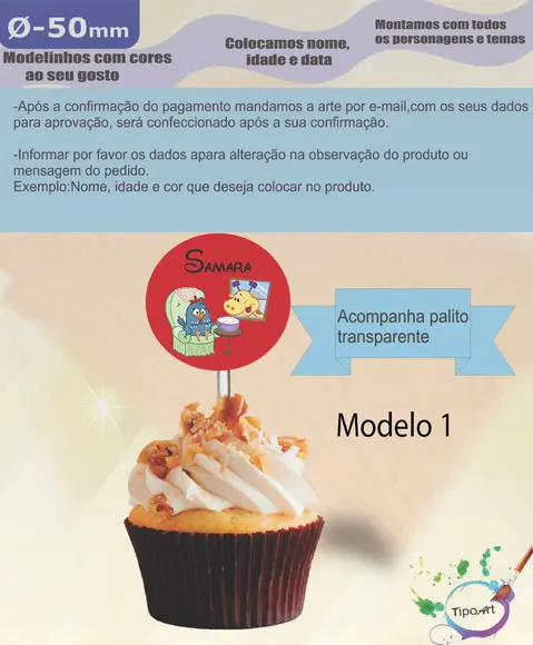 Topper 5 cm -galinha Pintadinha