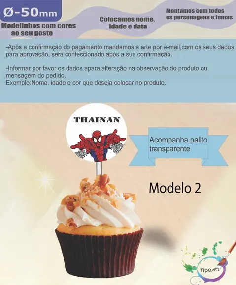 Topper 5 cm -homem Aranha