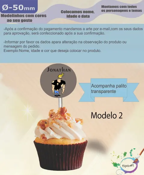 Topper 5 cm -johnny Bravo