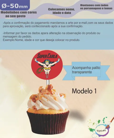 Topper 5 cm -mulher Maravilha