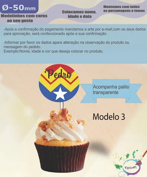 Topper 5 cm -mulher Maravilha