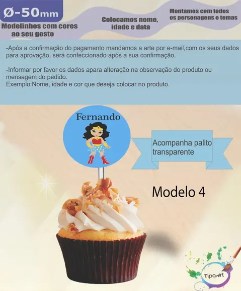 Topper 5 cm -mulher Maravilha