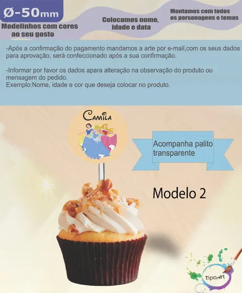 Topper 5 cm -princesas